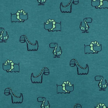 -Flanel stof - dinosaurussen - petrol - 5078-004 - Flanel stof - dinosaurussen - petrol - 5078-004