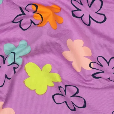 -Tricot stof - bloemen - paars - 5096-005 - Tricot stof - bloemen - paars - 5096-005
