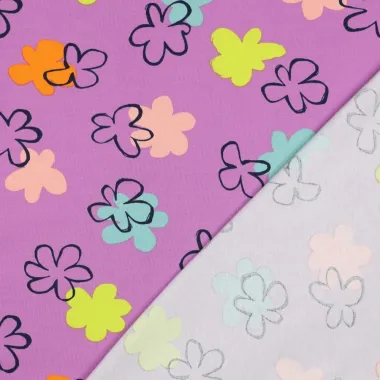 -Tricot stof - bloemen - paars - 5096-005 - Tricot stof - bloemen - paars - 5096-005