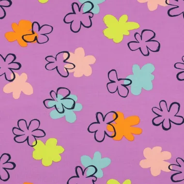 -Tricot stof - bloemen - paars - 5096-005 - Tricot stof - bloemen - paars - 5096-005