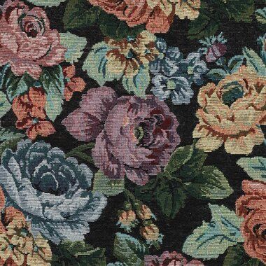 -Polyester stof - gobelin - bloemen - zwart - 3452-001 - Polyester stof - gobelin - bloemen - zwart - 3452-001