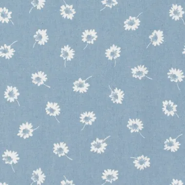 -Denim stof - bloemen - lichtblauw - 23217-003 - Denim stof - bloemen - lichtblauw - 23217-003