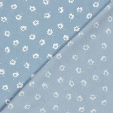 -Denim stof - bloemen - lichtblauw - 23217-003 - Denim stof - bloemen - lichtblauw - 23217-003