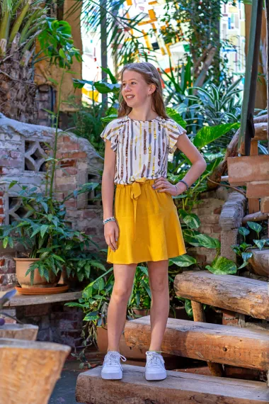 -Viscose stof - linnenmix slub - oker - 13579-034 - Viscose stof - linnenmix slub - oker - 13579-034