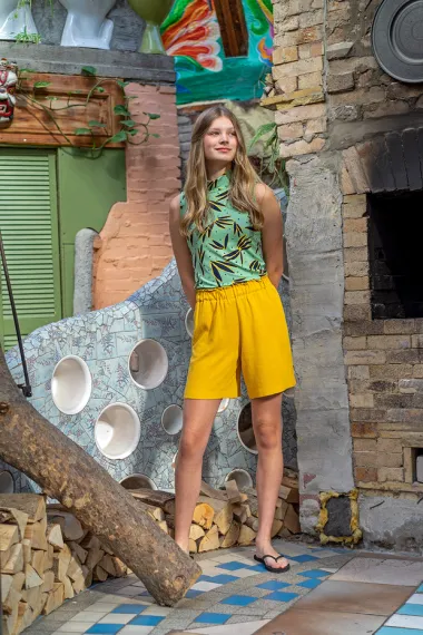 -Viscose stof - linnenmix slub - oker - 13579-034 - Viscose stof - linnenmix slub - oker - 13579-034