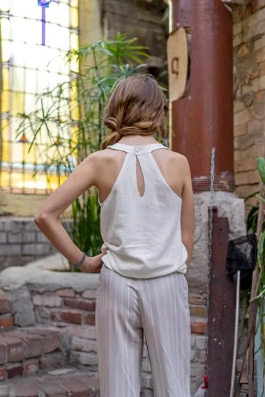 -Viscose stof - linnenmix slub - gebroken wit - 13579-051 - Viscose stof - linnenmix slub - gebroken wit - 13579-051