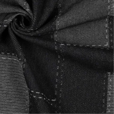 -Spijkerstof - jacquard patchwork - zwart - 3311-002 - Spijkerstof - jacquard patchwork - zwart - 3311-002