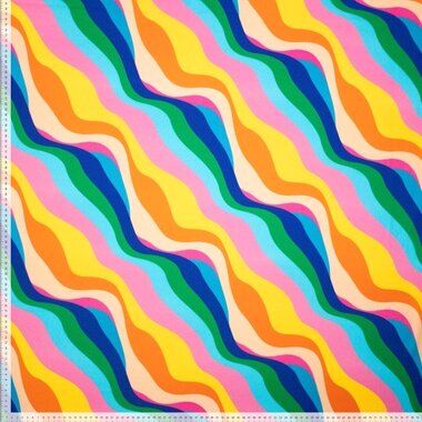 -Katoen stof - poplin - digitaal waves - multi - 928116-20 - Katoen stof - poplin - digitaal waves - multi - 928116-20