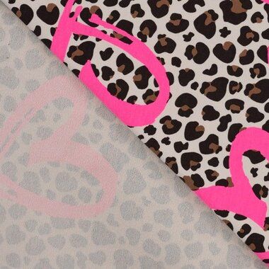 -Jersey - French Terry - Leopard Neon Herz - Creme - 20106-550 - Jersey - French Terry - Leopard Neon Herz - Creme - 20106-550