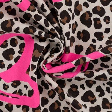 -Jersey - French Terry - Leopard Neon Herz - Creme - 20106-550 - Jersey - French Terry - Leopard Neon Herz - Creme - 20106-550