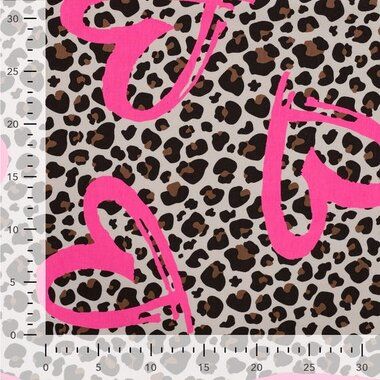 -Jersey - French Terry - Leopard Neon Herz - Creme - 20106-550 - Jersey - French Terry - Leopard Neon Herz - Creme - 20106-550