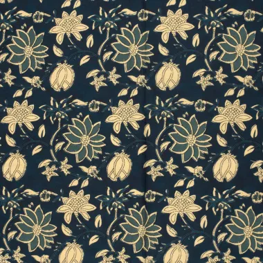 -Katoen stof - batik - voile - bloemen - donkerblauw - 23346-006 - Katoen stof - batik - voile - bloemen - donkerblauw - 23346-006