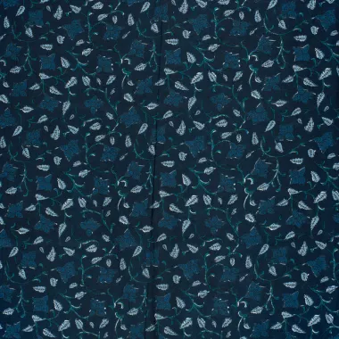 -Baumwolle - Batik - Voile - Blätter - Indigo - 23348-006 - Baumwolle - Batik - Voile - Blätter - Indigo - 23348-006