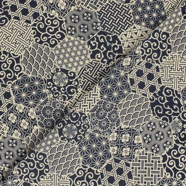 -Katoen stof - batik - voile - fantasie - indigo - 23354-006 - Katoen stof - batik - voile - fantasie - indigo - 23354-006