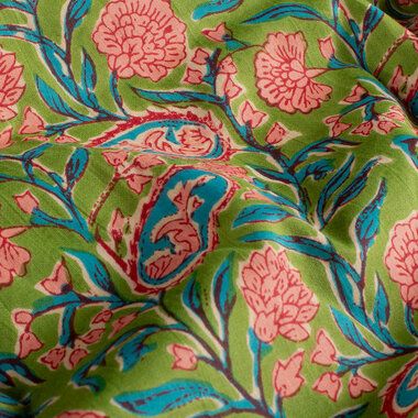 -Katoen stof - batik - voile - bloemen - limoen - 23364-023 - Katoen stof - batik - voile - bloemen - limoen - 23364-023