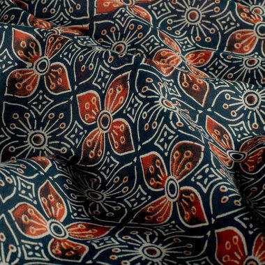 -Katoen stof - batik - voile - bloemen - indigo - 23370-006 - Katoen stof - batik - voile - bloemen - indigo - 23370-006