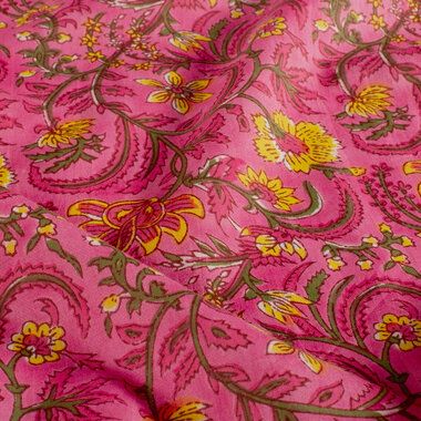 -Katoen stof - batik - voile - bloemen - roze - 23376-014 - Katoen stof - batik - voile - bloemen - roze - 23376-014