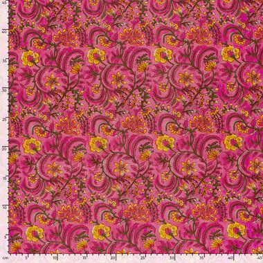 -Katoen stof - batik - voile - bloemen - roze - 23376-014 - Katoen stof - batik - voile - bloemen - roze - 23376-014
