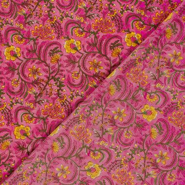 -Katoen stof - batik - voile - bloemen - roze - 23376-014 - Katoen stof - batik - voile - bloemen - roze - 23376-014
