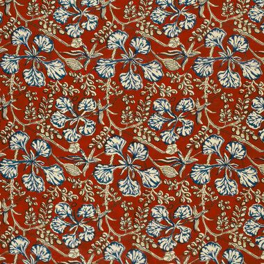 -Katoen stof - batik - voile - bladeren - rood - 23378-015 - Katoen stof - batik - voile - bladeren - rood - 23378-015