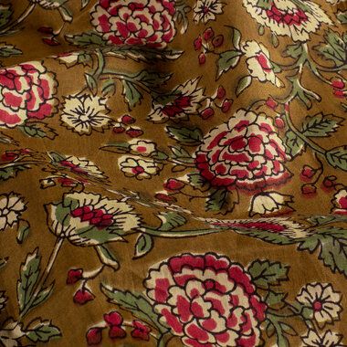 -Katoen stof - batik - voile - bloemen - olijf - 23382-026 - Katoen stof - batik - voile - bloemen - olijf - 23382-026