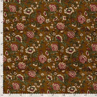 -Katoen stof - batik - voile - bloemen - olijf - 23382-026 - Katoen stof - batik - voile - bloemen - olijf - 23382-026