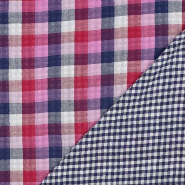 -Hydrofiel stof - dubbelzijdig checks - lila navy - 25/3645-001 - Hydrofiel stof - dubbelzijdig checks - lila navy - 25/3645-001