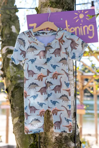 -Tricot stof - swimwear - dino's - groen - 21682-021 - Tricot stof - swimwear - dino's - groen - 21682-021