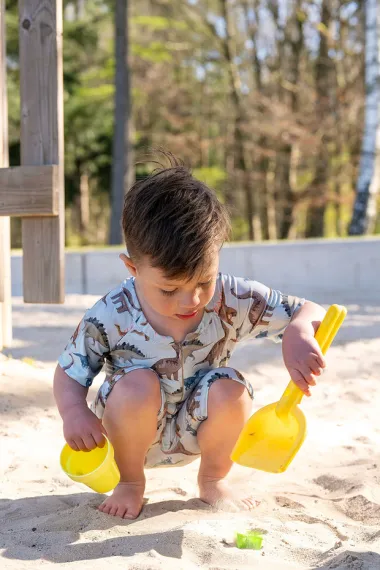 -Tricot stof - swimwear - dino's - groen - 21682-021 - Tricot stof - swimwear - dino's - groen - 21682-021