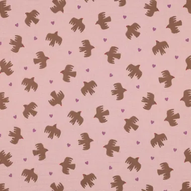 -Hydrofiel stof - vogels - zacht roze - 25/5154-015 - Hydrofiel stof - vogels - zacht roze - 25/5154-015