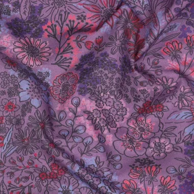 -Katoen stof - poplin - bloemen - lavendel paars - 25/5180-003 - Katoen stof - poplin - bloemen - lavendel paars - 25/5180-003
