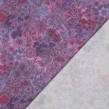 -Katoen stof - poplin - bloemen - lavendel paars - 25/5180-003 - Katoen stof - poplin - bloemen - lavendel paars - 25/5180-003