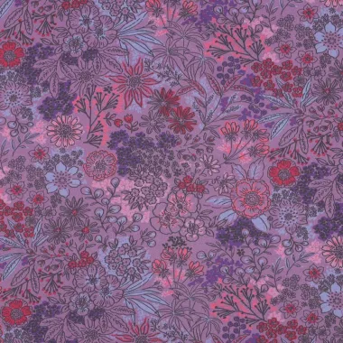 -Katoen stof - poplin - bloemen - lavendel paars - 25/5180-003 - Katoen stof - poplin - bloemen - lavendel paars - 25/5180-003