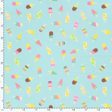 -Tricot stof - swimwear - digitaal ijsjes - aqua - 25/23815-004 - Tricot stof - swimwear - digitaal ijsjes - aqua - 25/23815-004