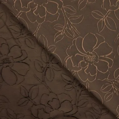 -Viscose stof - polyestermix - jacquard - bloemen - zwart - 22854-690 - Viscose stof - polyestermix - jacquard - bloemen - zwart - 22854-690