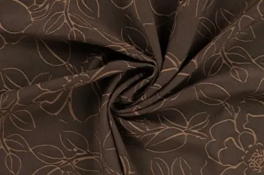 -Viscose stof - polyestermix - jacquard - bloemen - taupe - 22854-690 - Viscose stof - polyestermix - jacquard - bloemen - taupe - 22854-690