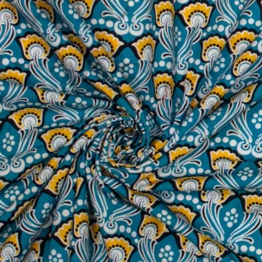 -Katoen stof - bloemen - blauw - 310194-50 - Katoen stof - bloemen - blauw - 310194-50