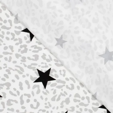 -Stretch stof - panter en sterren - wit - 310196-70 - Stretch stof - panter en sterren - wit - 310196-70