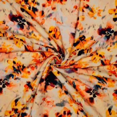 -Viskose - digitale Blumen - orange multi - 922780-60 - Viskose - digitale Blumen - orange multi - 922780-60