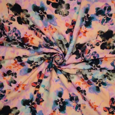 -Viscose stof - digitaal bloemen - roze multi - 922780-61 - Viscose stof - digitaal bloemen - roze multi - 922780-61
