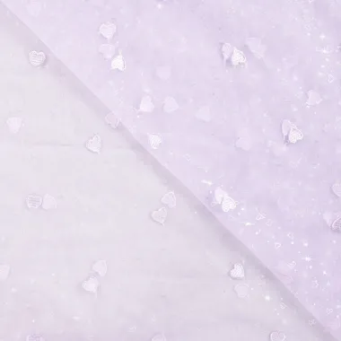 -Tule stof - geborduurde hartjes - lila - 49001-430 - Tule stof - geborduurde hartjes - lila - 49001-430