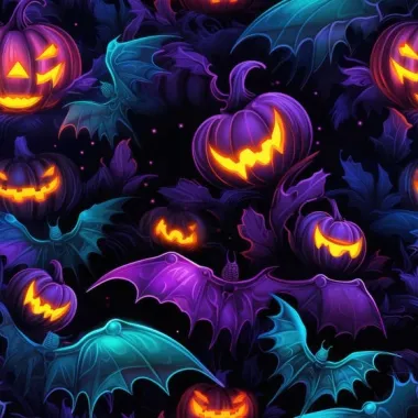 -Tricot stof - French Terry - digitaal pompoenen Halloween - paars - 60077-470 - Tricot stof - French Terry - digitaal pompoenen Halloween - paars - 60077-470