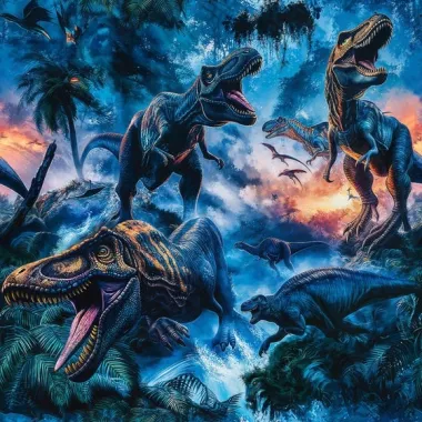 -Joggingstof - digitaal dinosaurussen - multi -62001-970 - Joggingstof - digitaal dinosaurussen - multi -62001-970