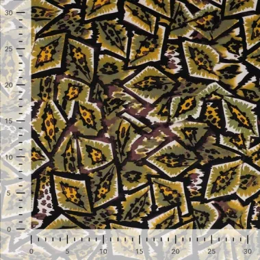 -Stretch stof - graphic animals - kaki - 22002-281 - Stretch stof - graphic animals - kaki - 22002-281