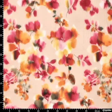 -Viscose stof - stretch - Japanese twill - geel multi - 22032-535 - Viscose stof - stretch - Japanese twill - geel multi - 22032-535