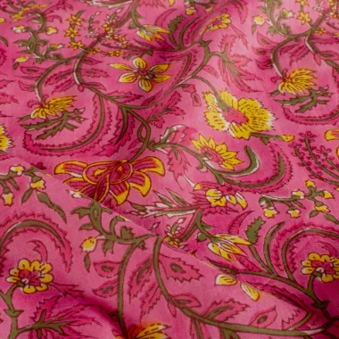 -Katoen stof - batik - voile - bloemen - roze - 23386-014 - Katoen stof - batik - voile - bloemen - roze - 23386-014