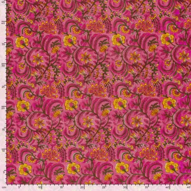 -Katoen stof - batik - voile - bloemen - roze - 23386-014 - Katoen stof - batik - voile - bloemen - roze - 23386-014
