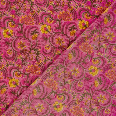 -Katoen stof - batik - voile - bloemen - roze - 23386-014 - Katoen stof - batik - voile - bloemen - roze - 23386-014