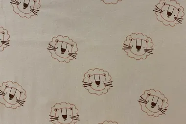 -Tricot stof - French Terry - leeuwen - beige - 25/25430-052 - Tricot stof - French Terry - leeuwen - beige - 25/25430-052