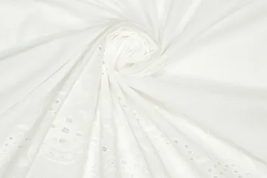 -Embroidery stof - katoen - bloemen - wit - 34/310370-30 - Embroidery stof - katoen - bloemen - wit - 34/310370-30